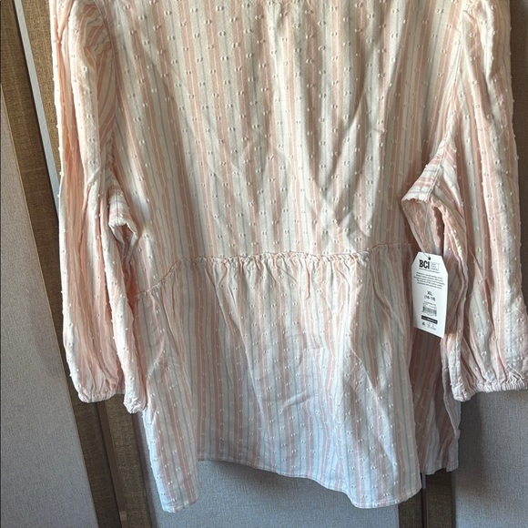 Time and Tru Tops - Time & tru Women's Pink Striped Top with Swiss dots xl nwt